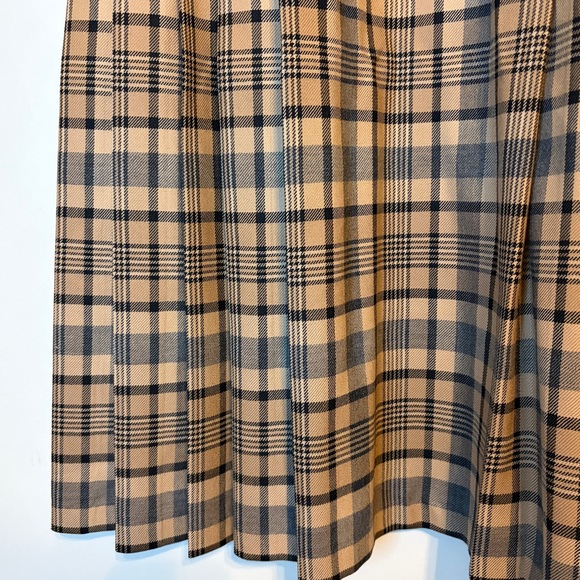 Pendleton Tan and Black Plaid Pleated Midi Skirt - Picture 2 of 7